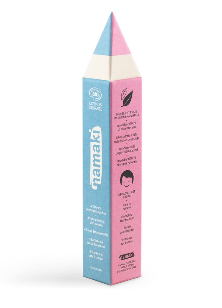 Kit 4 crayons de maquillage fins - Jaune/Rose/Turquoise/Blanc**