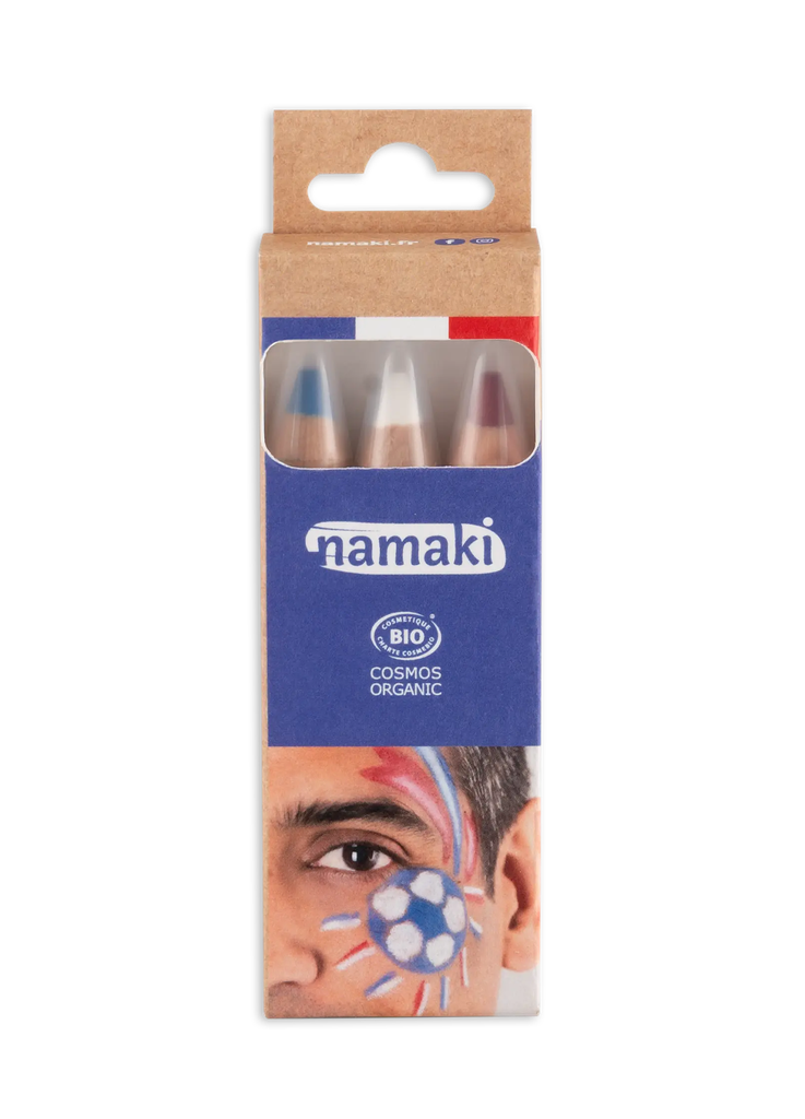 Kit supporter 3 crayons de maquillage - Bleu-Blanc-Rouge**
