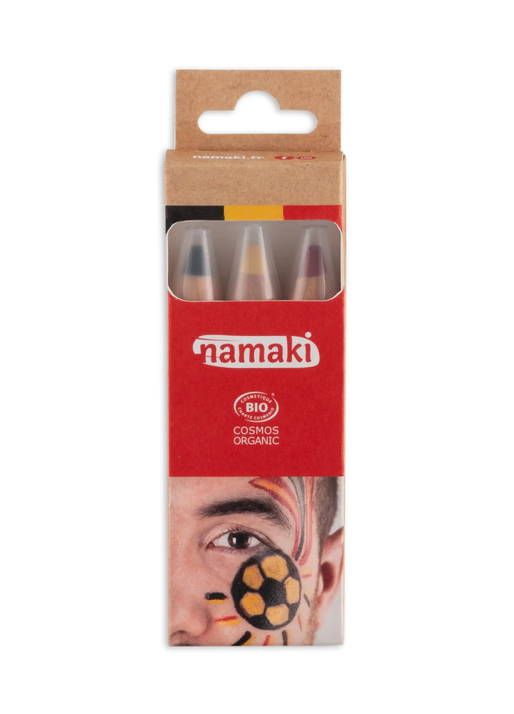 Kit supporter 3 crayons de maquillage - Noir-Jaune-Rouge**
