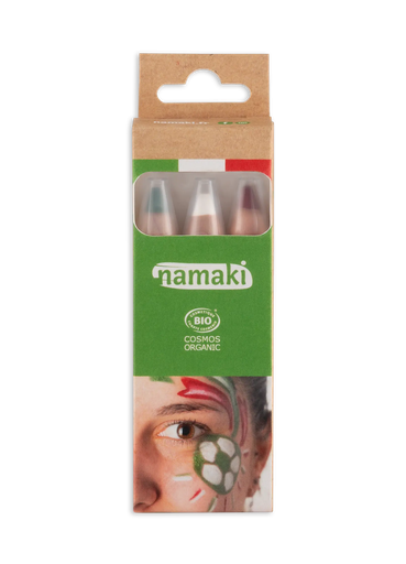 [110072] Set of 3 Supporter Face Painting Pencils - Green-White-Red**